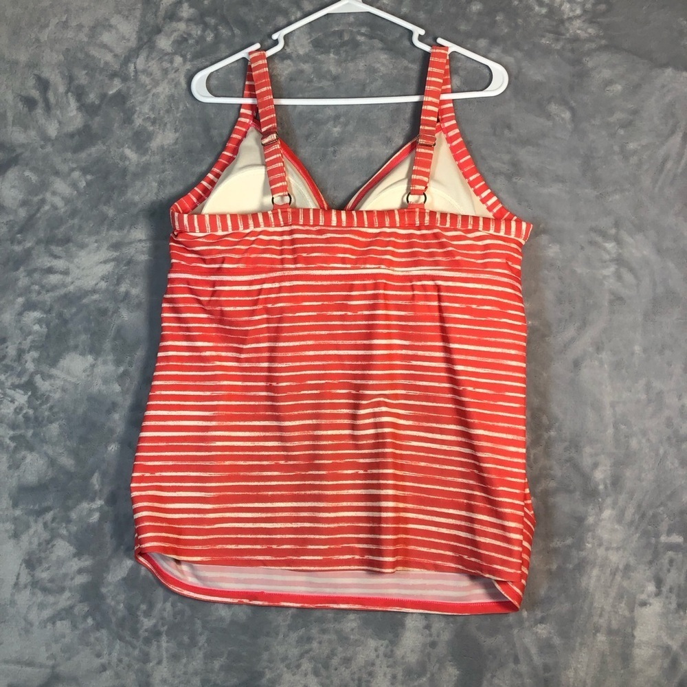 Ava-Viv Women's Tankini Swimsuit Top Orange/White Size 20W - Picture 4 of 5